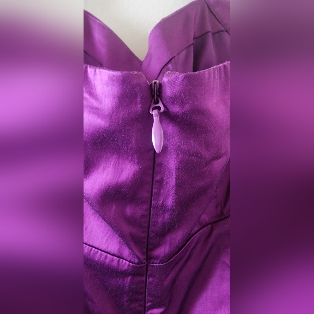 VINTAGE Bebe Purple Ruched Cocktail Dress Halter Neckline - Picture 7 of 13